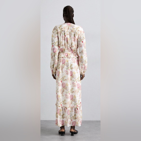 The Kooples Pink Floral Silk Ruffle Maxi Dress Luxury New Size 2 Medium $715 - Picture 12 of 12